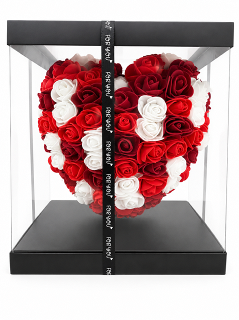 Harten rozen wit met rood