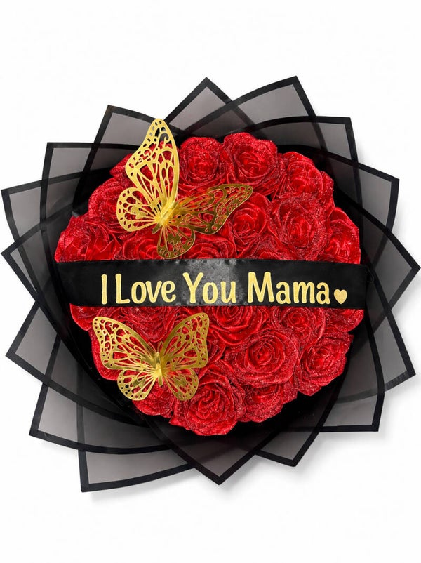 25 rode rozen I love you mama