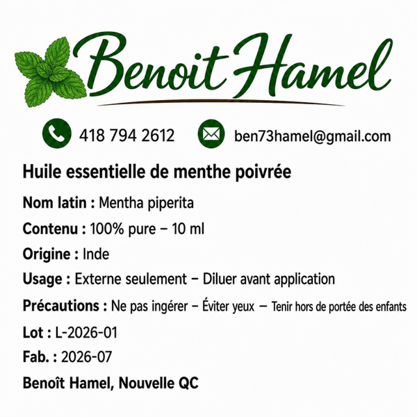 Huile essentielle de menthe poivrée