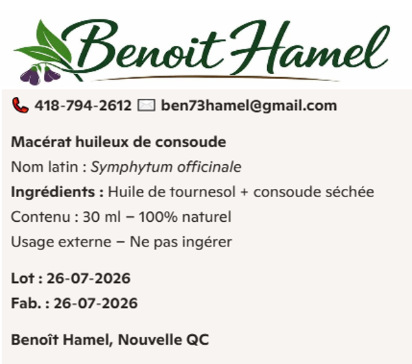 Huile de consoude 30ml
