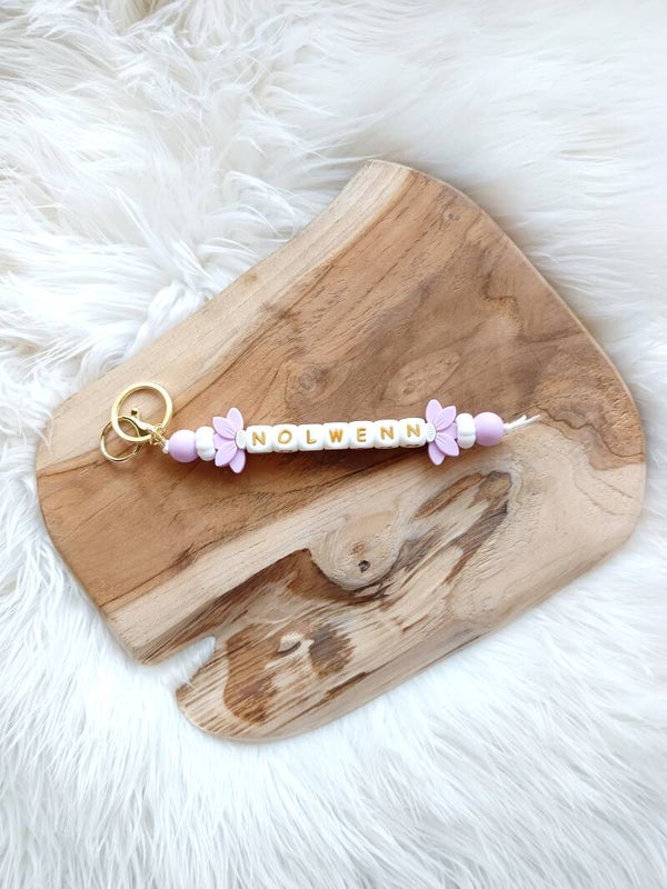 Porte clé prénom fleurs de lotus