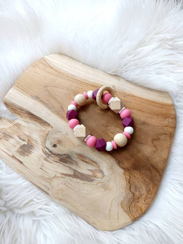 Bracelet de dentition en silicone & bois