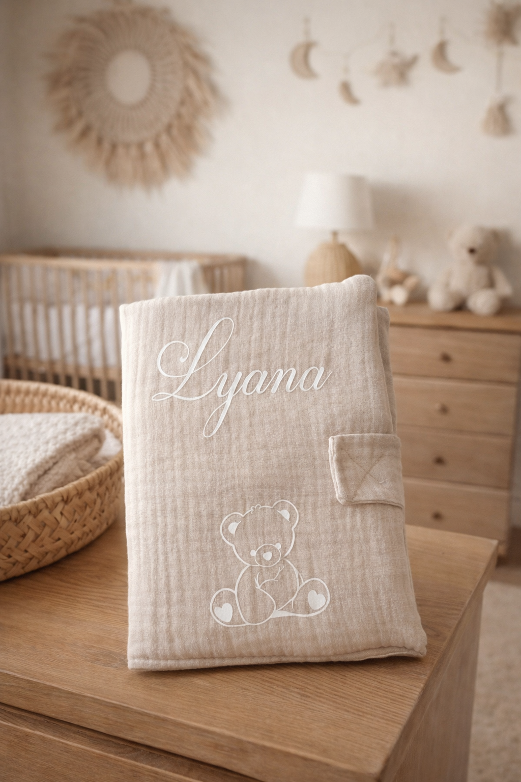 Protège carnet de santé beige