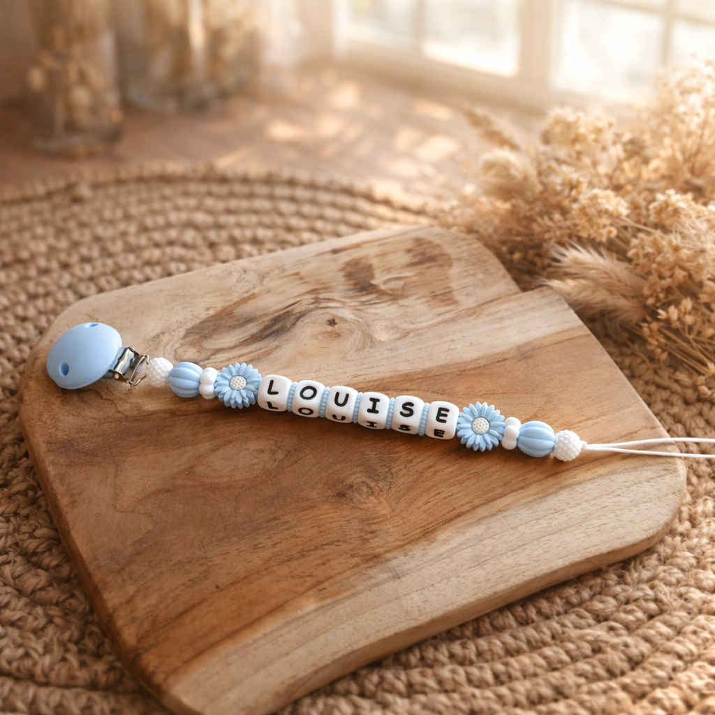 Attache tétine double Marguerites