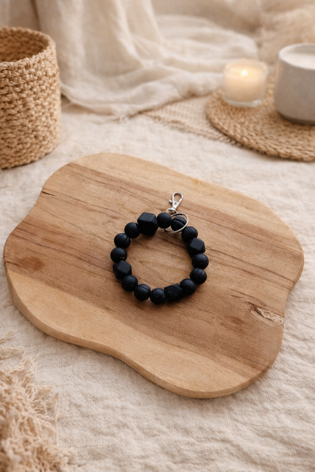 Porte clé rond noir