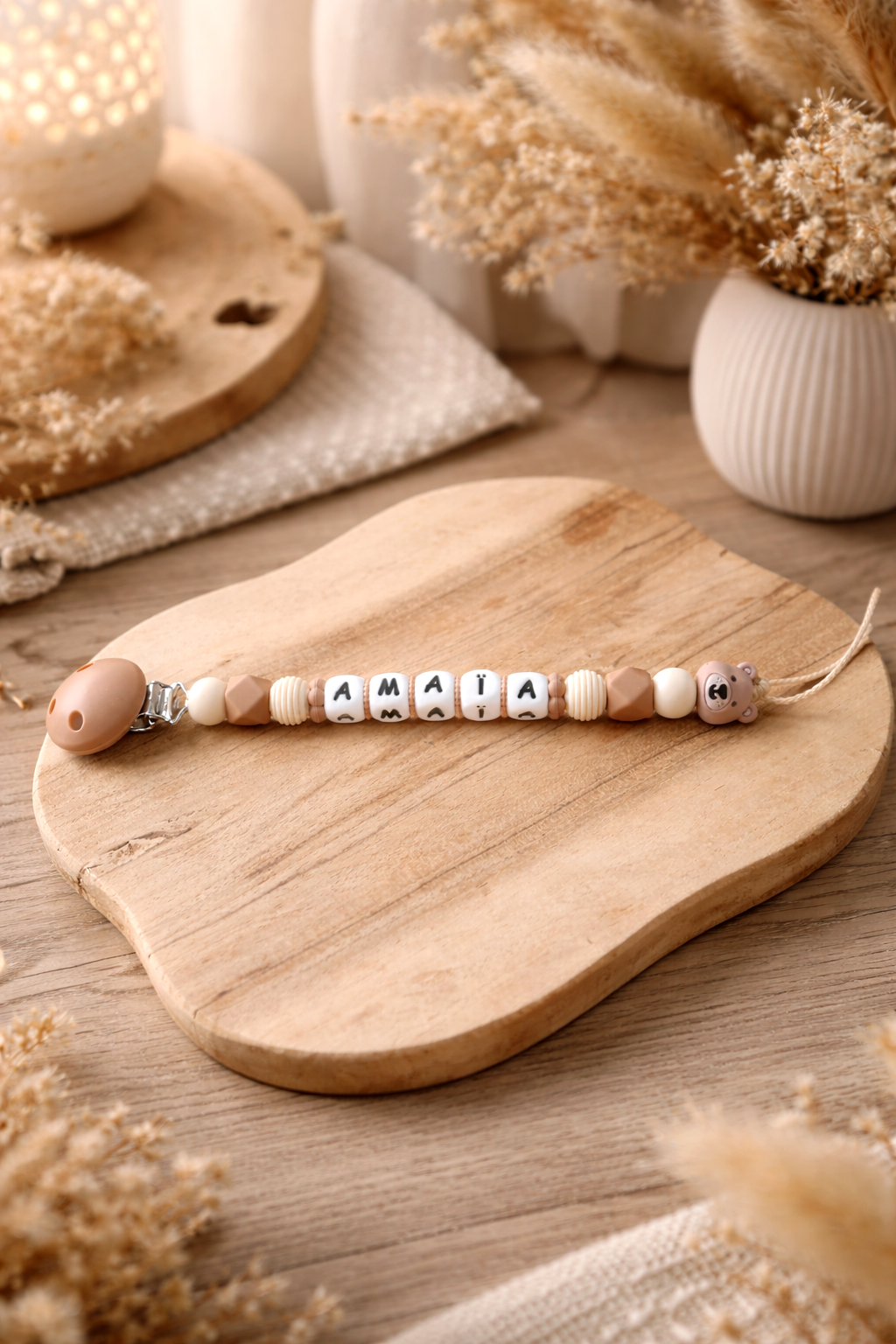 Attache tétine tête d'ourson 3D