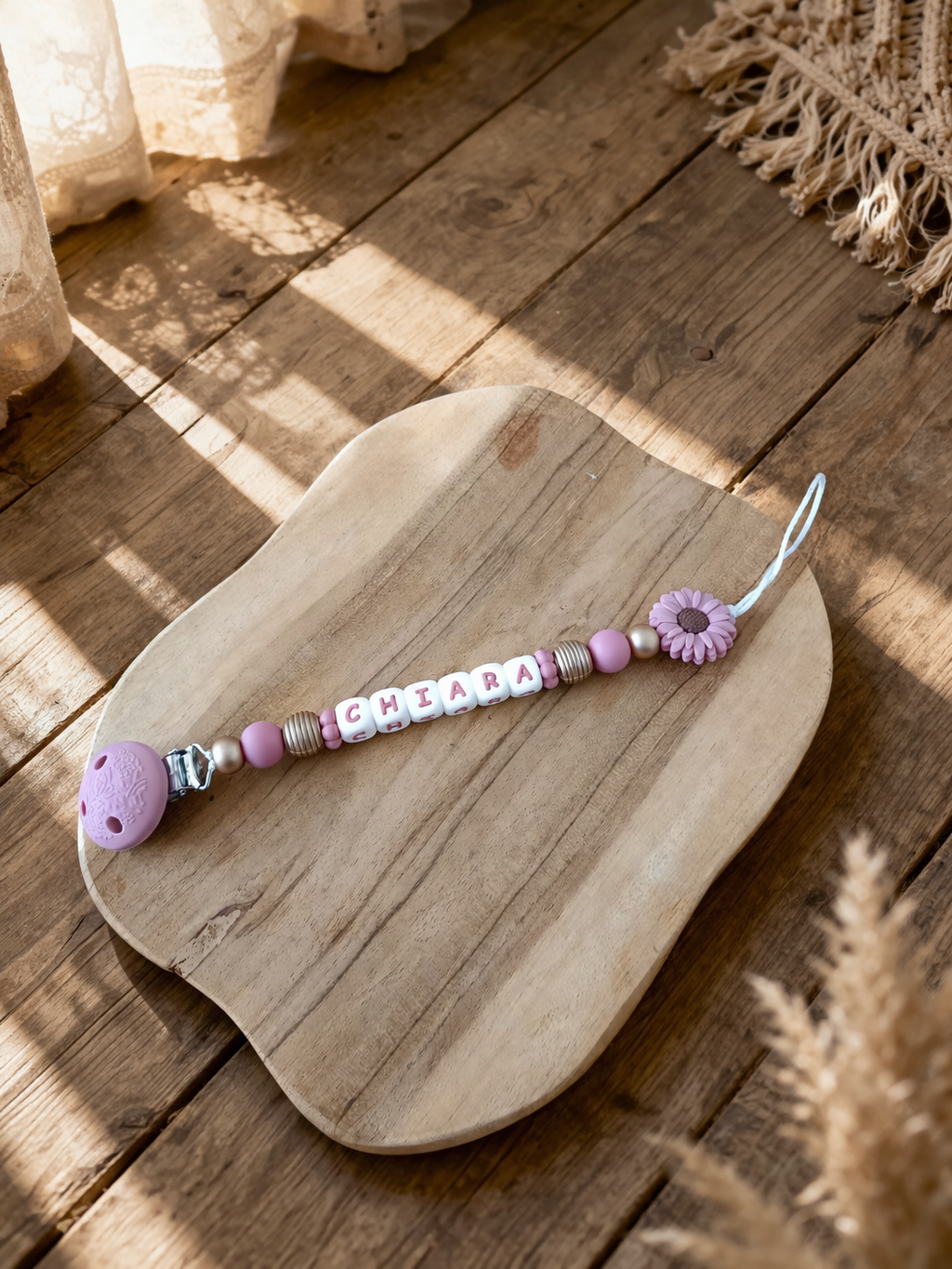 Attache tétine marguerite ‹ Chiara ›