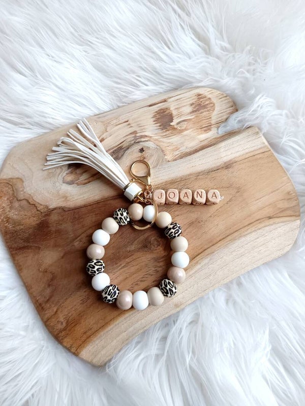 Porte clé rond léopard personnalisé