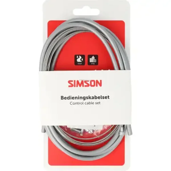 Simson remkabel set universeel 2 nippels RVS grijs