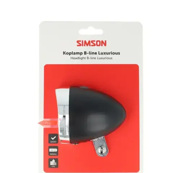 Simson koplamp Classic Luxurious batterij 30 lux zwart