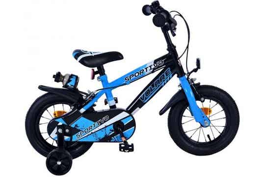 Volare Sportivo Kinderfiets - Jongens - 12 inch - Blauw Zwart - Twee Handremmen