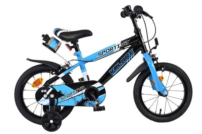 Volare Sportivo Kinderfiets - Jongens - 14 inch - Blauw Zwart - Twee Handremmen