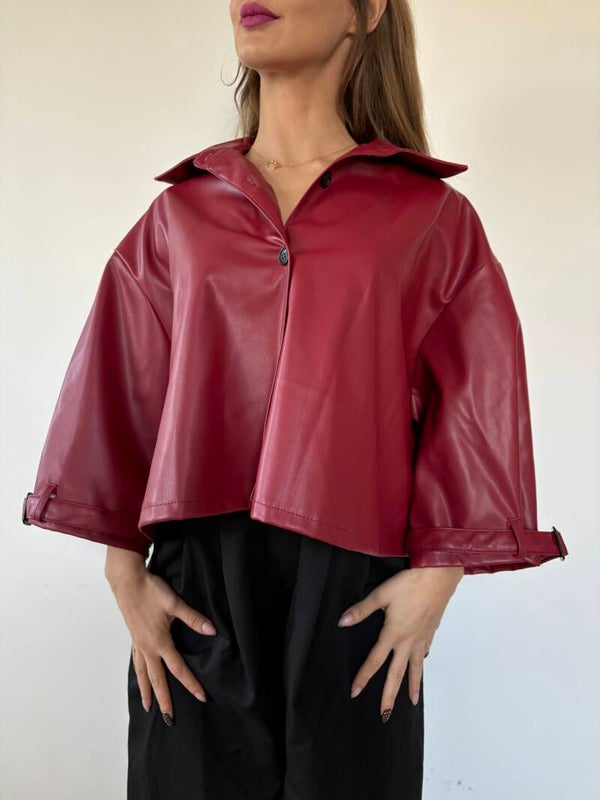 Koszula ze skóry ekologicznej - bordo