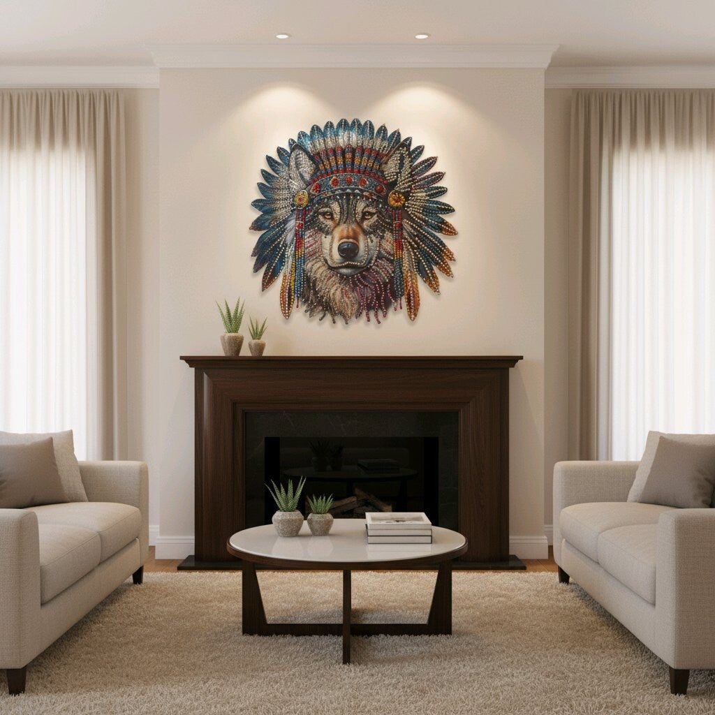 Loup indien, 30x30 cm, rond