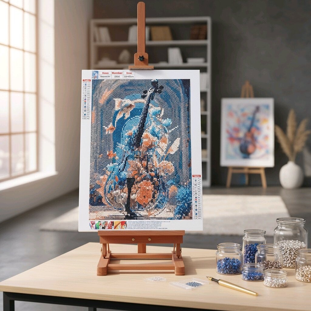 Violon dans un aquarium, 30x40 cm, rond