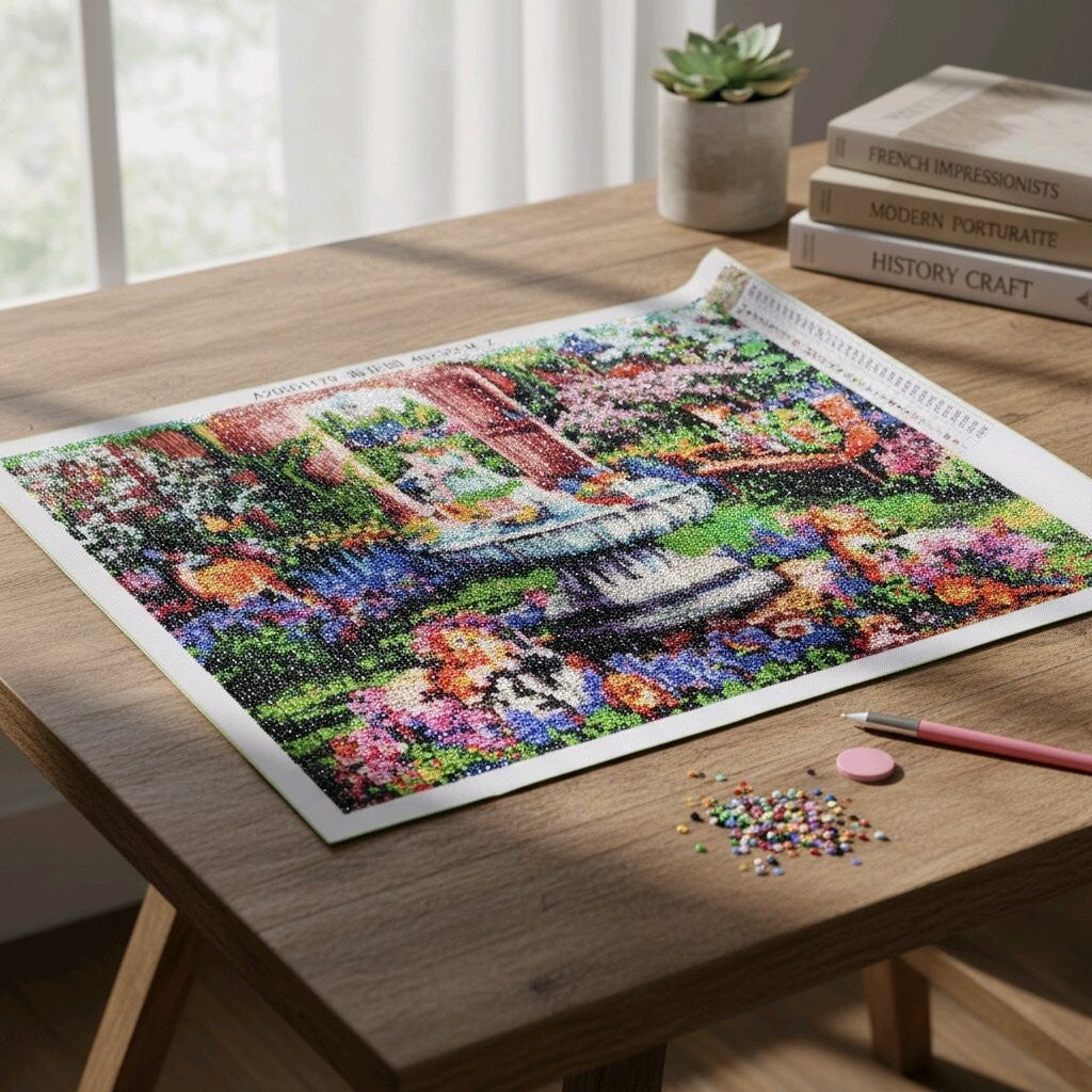 Jardin floral, 30x40 cm, rond