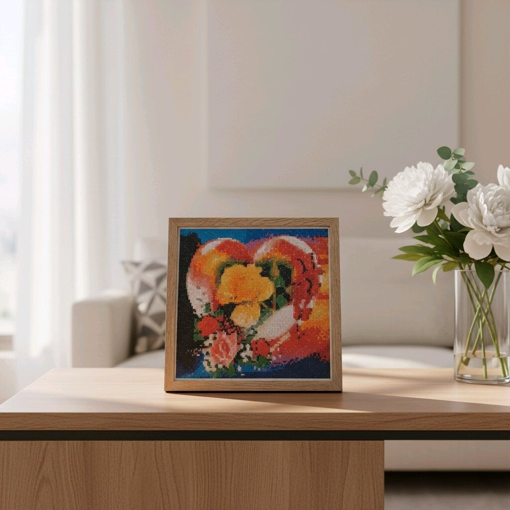 Coeur fleuri, 30x30 cm, rond