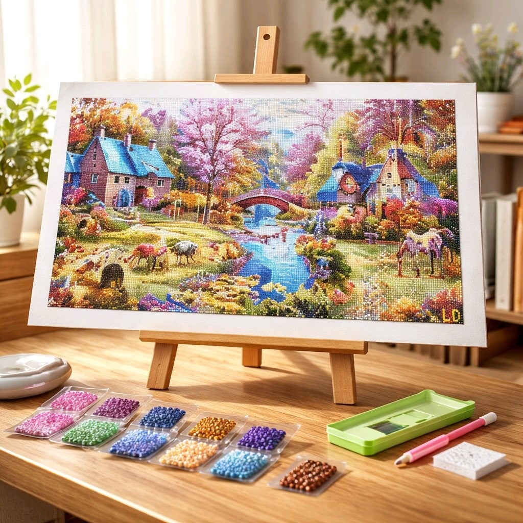 Paysage automnal, 25x50 cm, carré