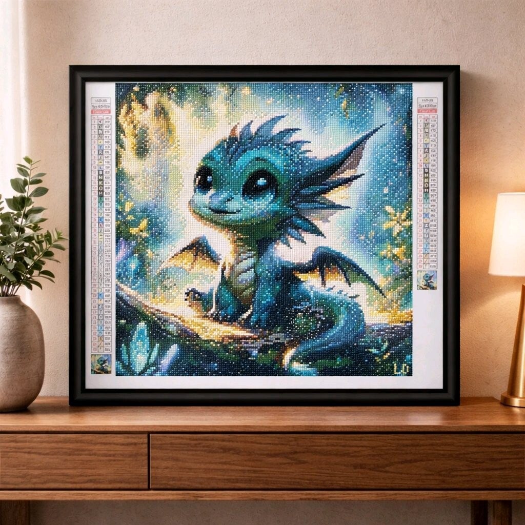 Dragonneau bleu-vert, 40x40 cm, carré
