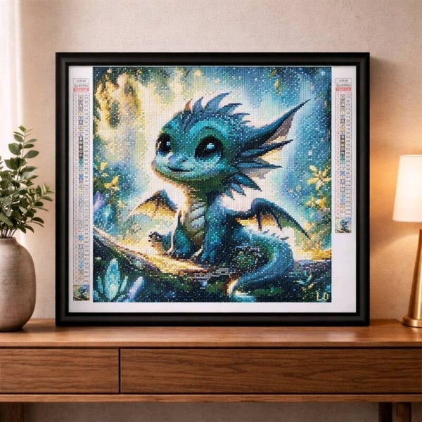 Dragonneau bleu-vert, 40x40 cm, carré