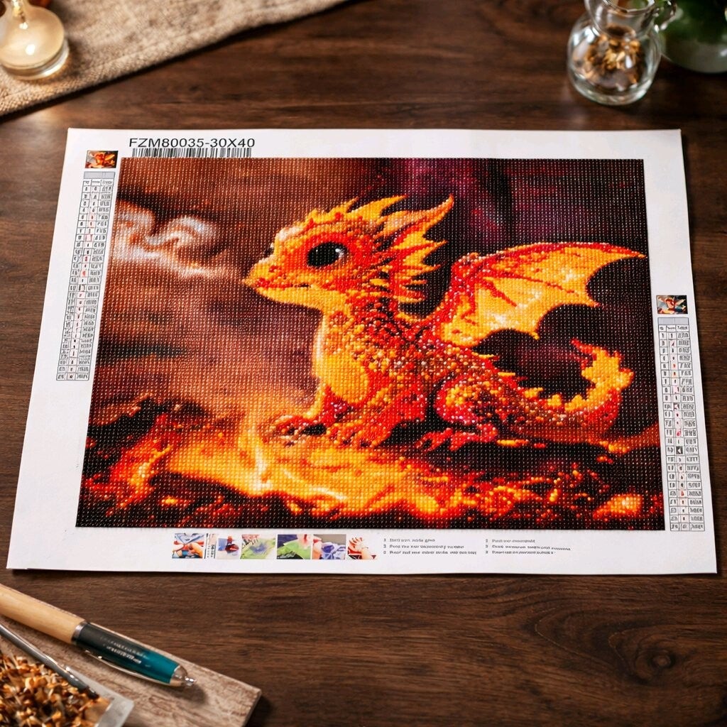 Dragon de Feu, 30x40 cm, carré