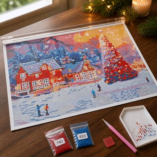 Kit paysage hivernal, 40x60 cm, rond