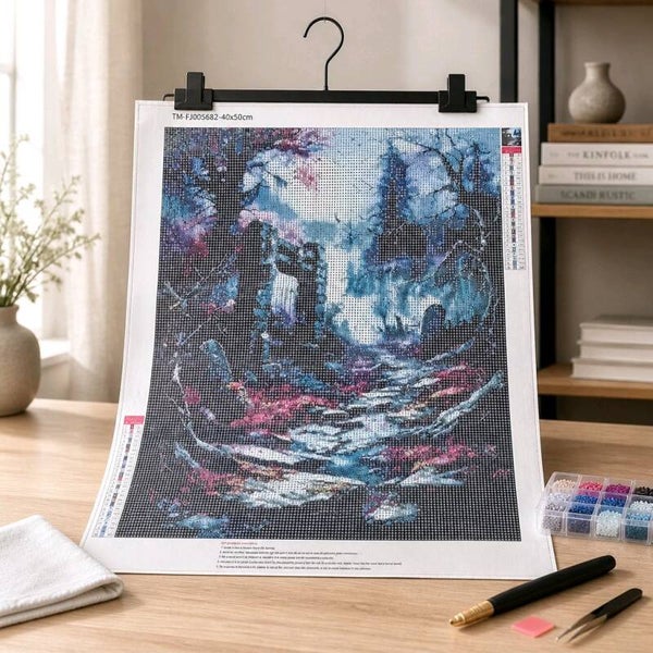 Kit Paysage hivernal, 40x50 cm, rond