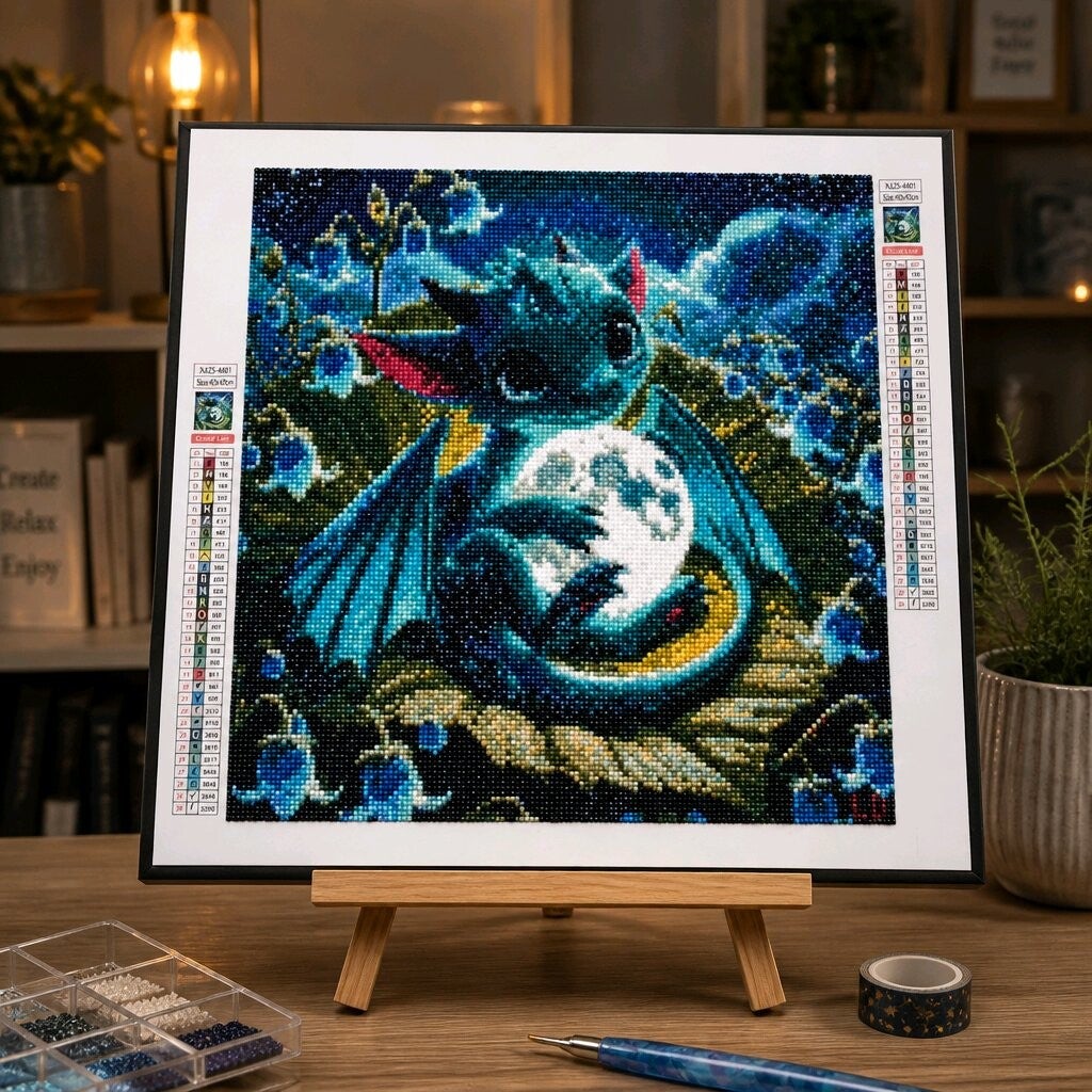 Dragon de la Lune, 40x40 cm, carré