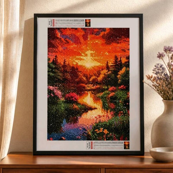 Couché de soleil, 30x40, rond
