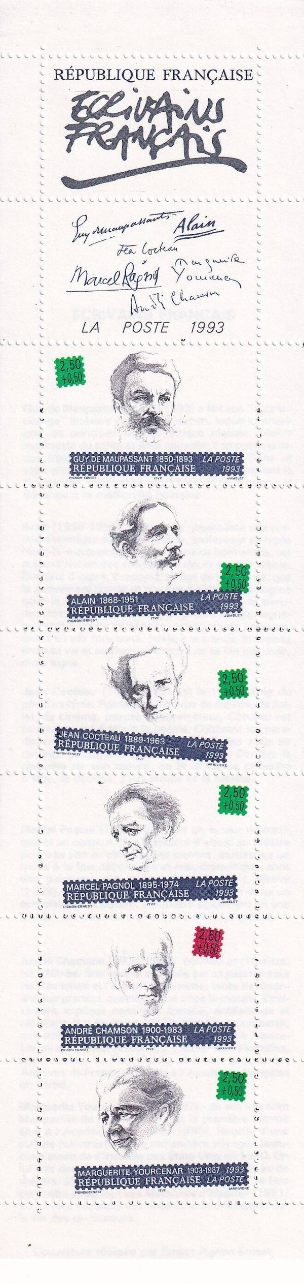 Frankrijk - 1993 - Schrijvers - Boekje - Postfris