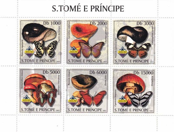 S.Tome et Principe - 2003 - Paddestoelen / Vlinders - Postfris