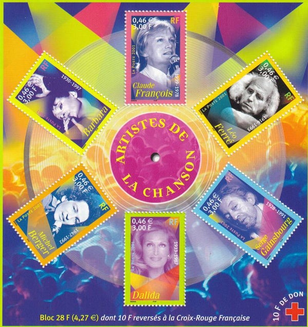 Frankrijk - 2001 - Zangers / Rode kruis - Postfris