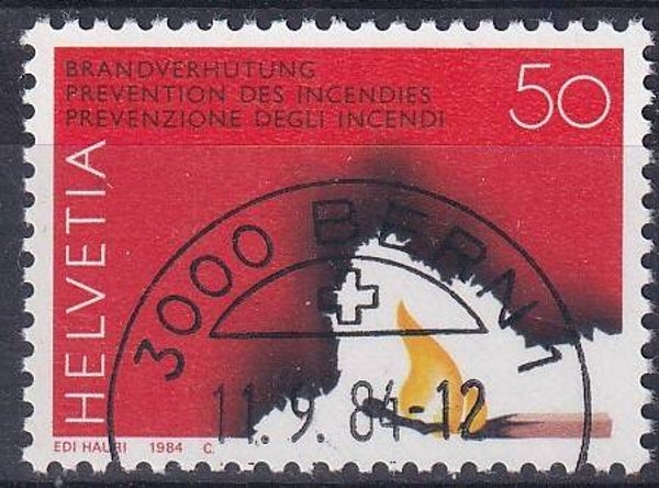 Zwitserland - 1984 - Brandpreventie - Gestempeld