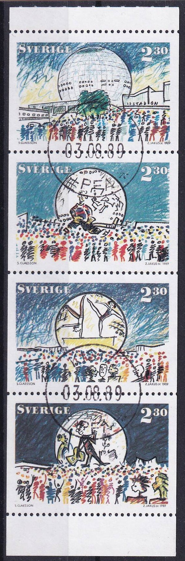 Zweden - 1989 - Globe - Gestempeld ***