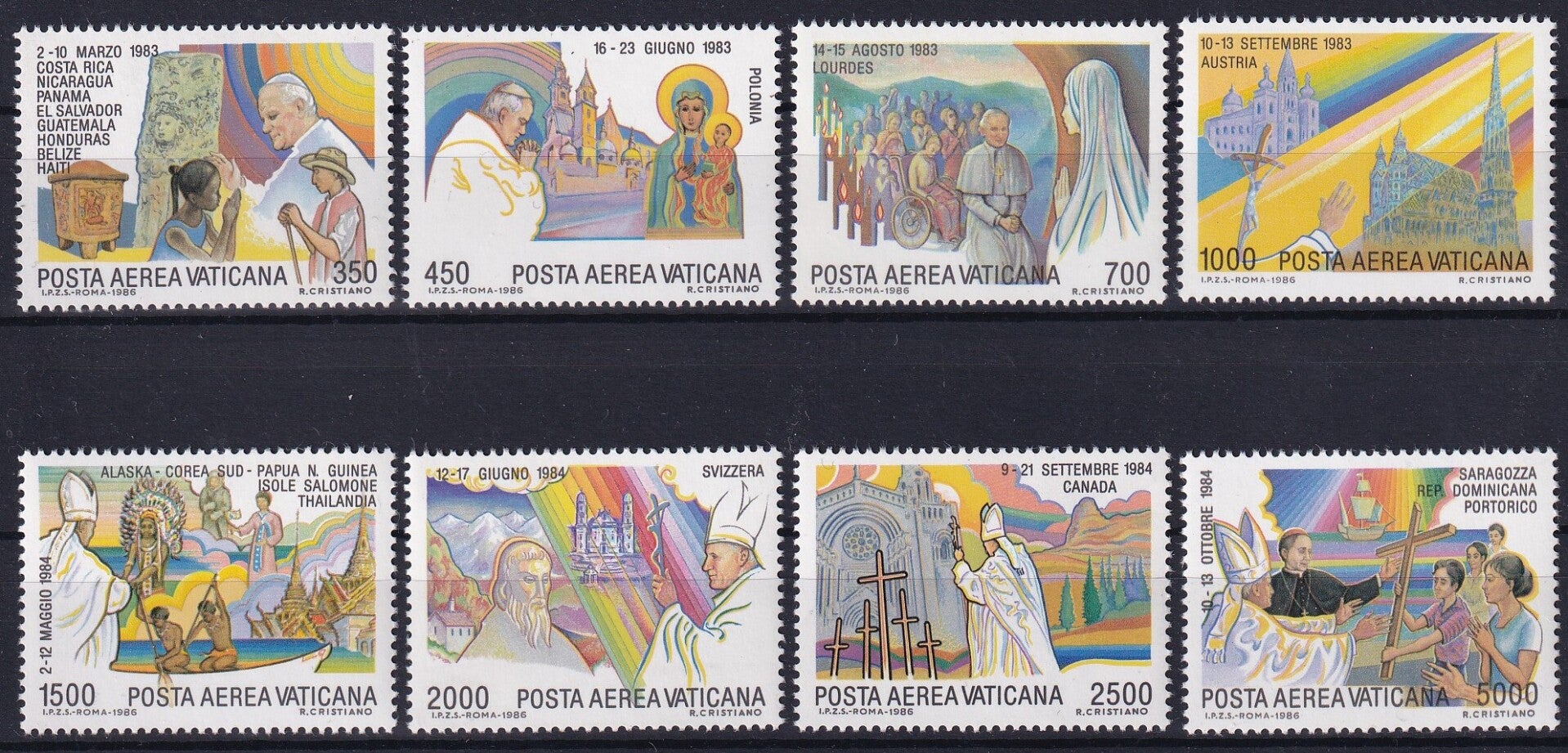 Vatikaan - 1986 - Paus reizen - Postfris