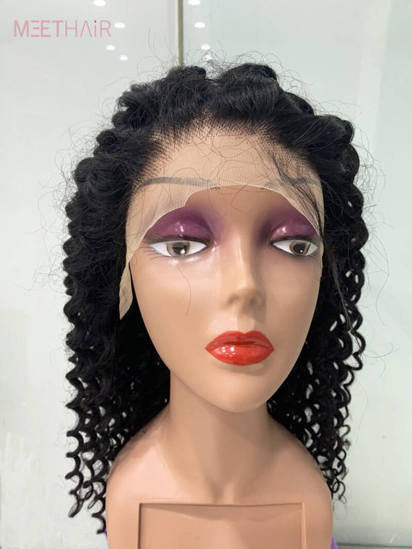 Top virgin glueless wig deep wave