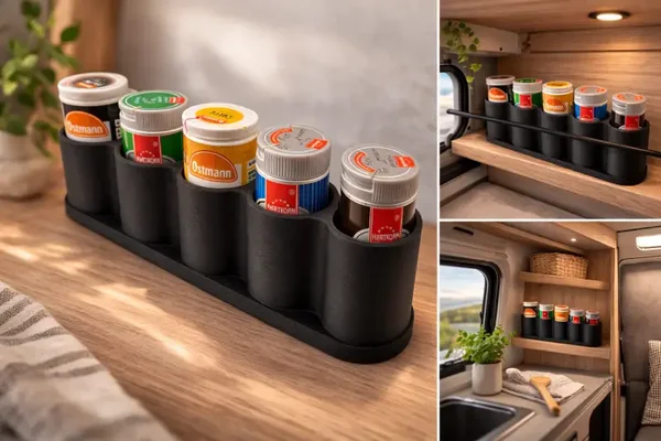 Gewürzdosenhalter (für Gewürzdosen wie Ostmann oder Hartkorn – Gewürz Organizer Küche & Wohnmobil – Wohnwagen Gewürzhalter – Vanlife Küchen Organizer)