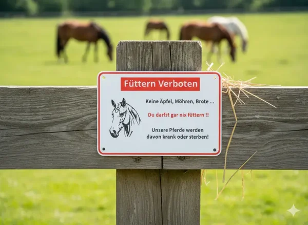 Schild - Pferde füttern verboten– 3D Relief Warnschild Stall Weide Hof – Geschenk für Pferdebesitzer – 19,5×13 cm