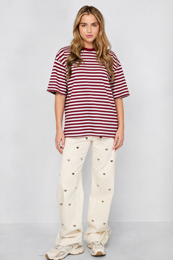 Colorful stripes shirt - bordeaux white