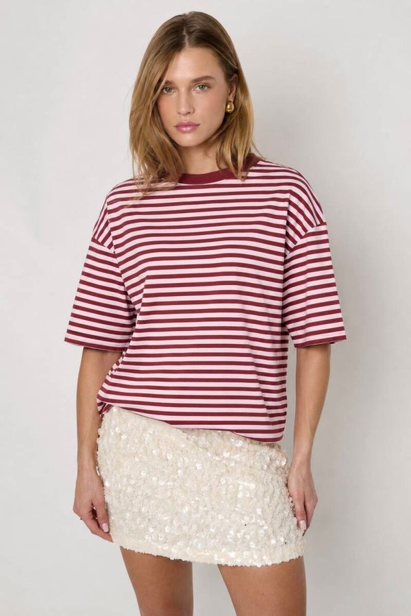 Colorful stripes shirt - deep pink bordeaux