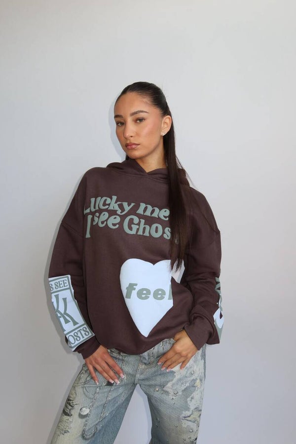 Lucky me hoodie - grey denim