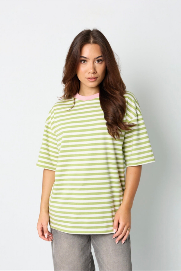 Colorful stripes shirt - matcha white