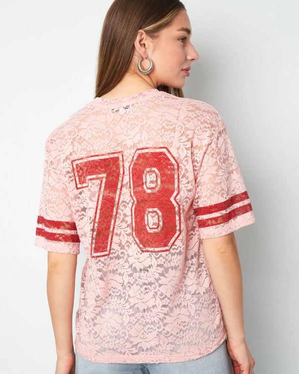 Lace jersey - pink
