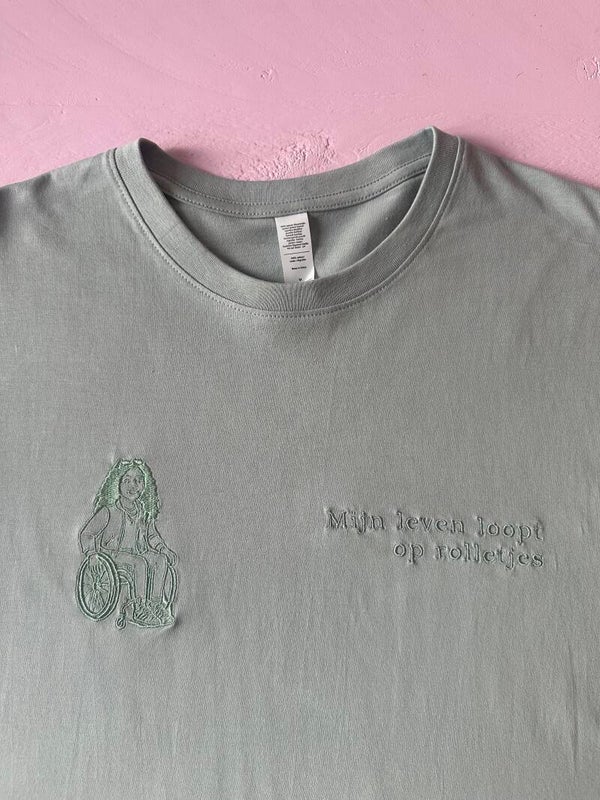Gepersonaliseerd shirt rolstoelgebruiker line art