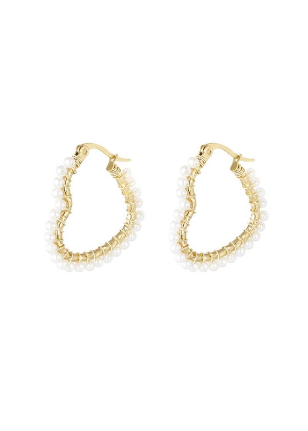 Oorbellen pearls heart