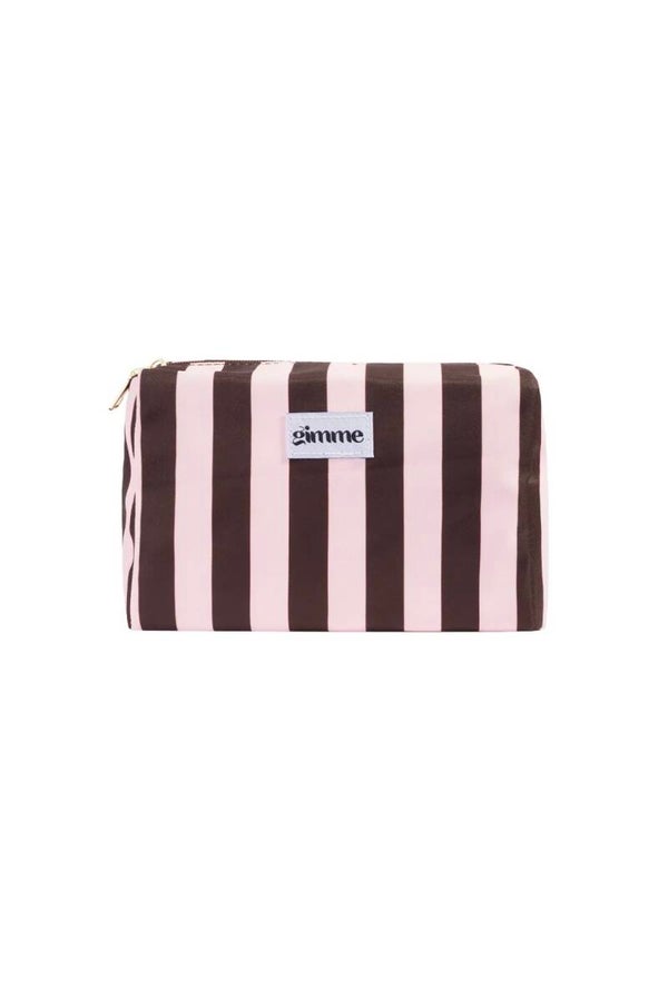 Stripes make up bag - brown pink