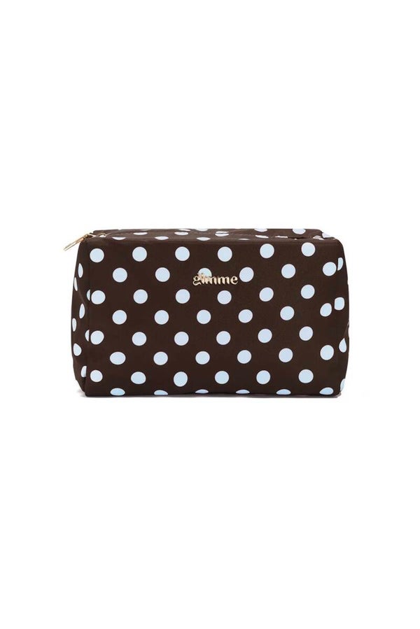 Dots make up bag - brown blue