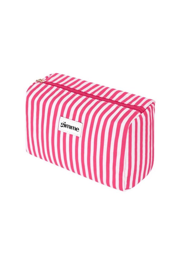 Stripes make up bag - pink white