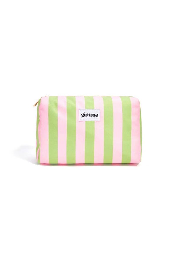 Stripes make up bag - green pink
