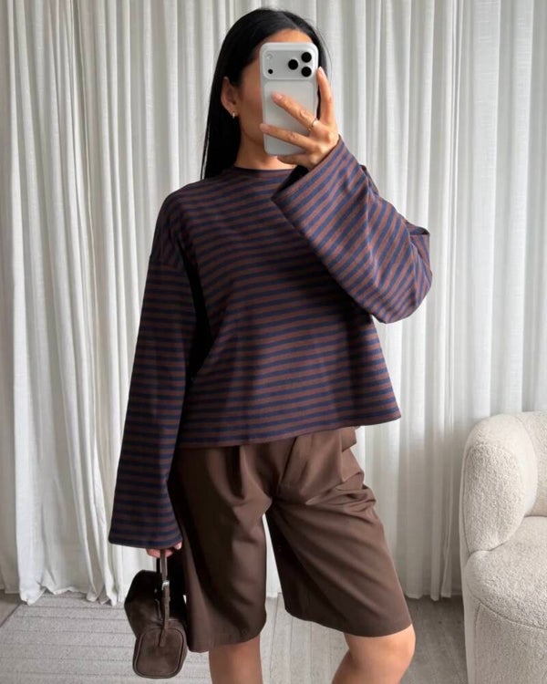Longsleeve autumn stripes - navy brown